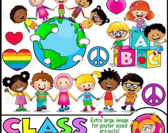 Klassgemenskap - Clipart - Supersöt clipart för liten kommersiell och utbildningsmässig användning.