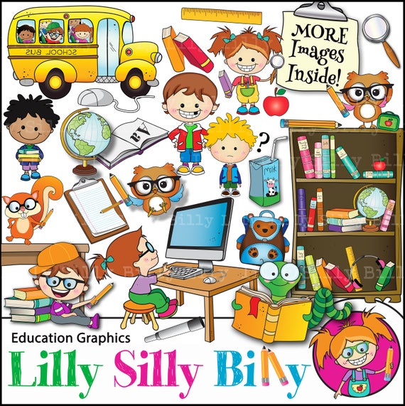 Zuruck Zu Schule Clipart 74 Bilder Schwarz Weiss Und Farbe Etsy