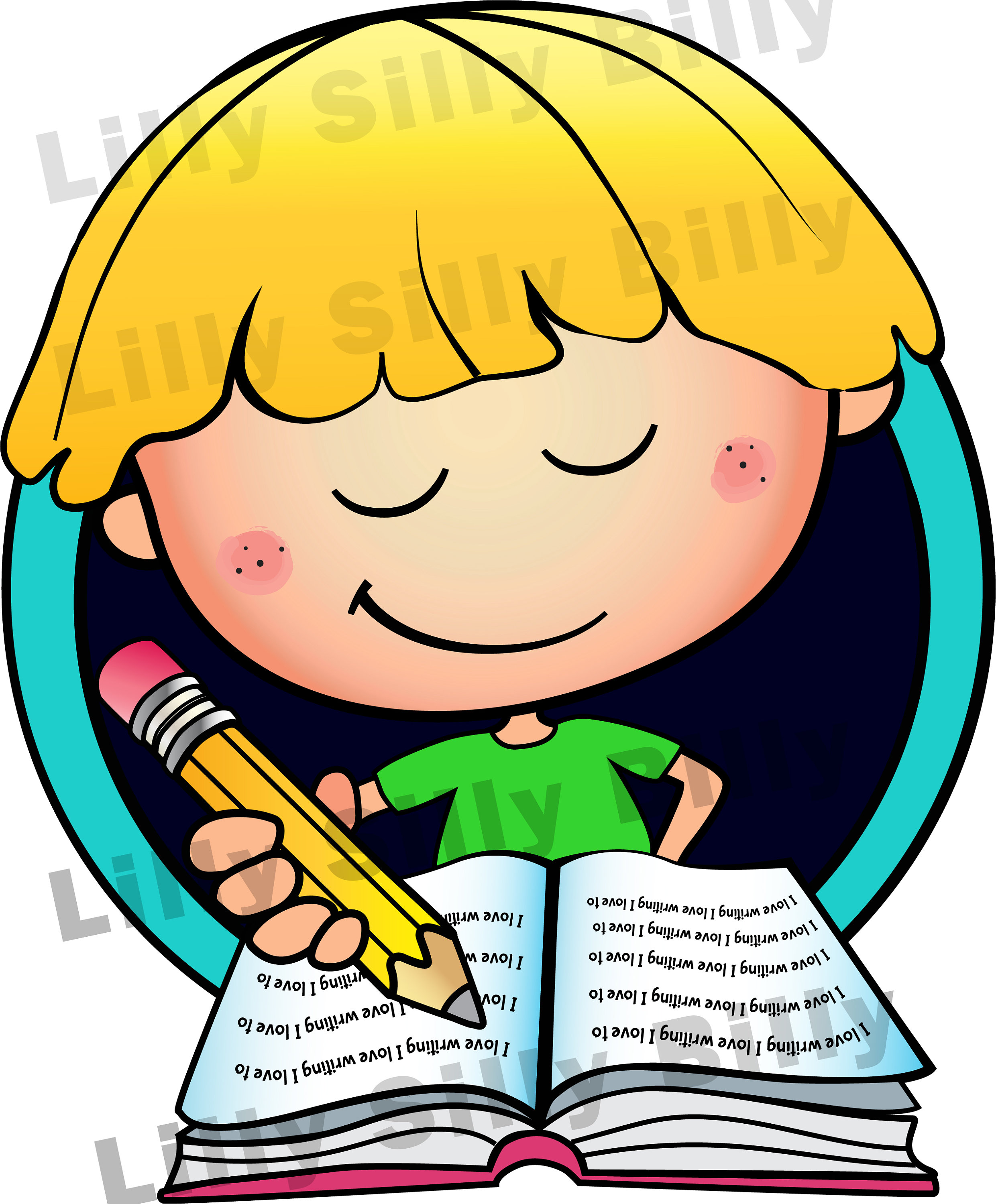 WRITING. Clipart in Color & Black/white. lilly Silly Billy Etsy