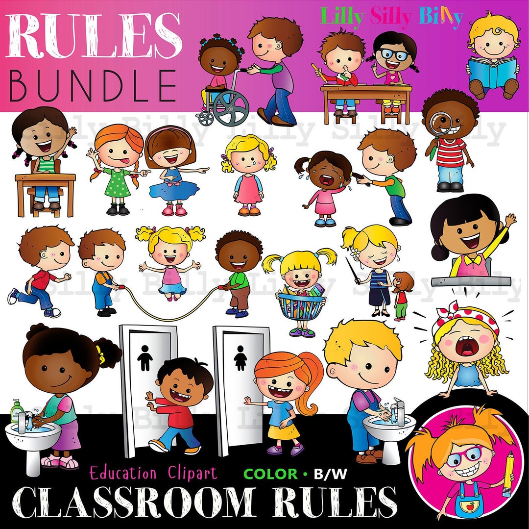 Classroom Rules PLUS Sanitize - 34 Images: Black and White and Color ...