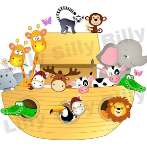 Noah's Ark- Clipart and Color Illustration Kit. for Educational and ...