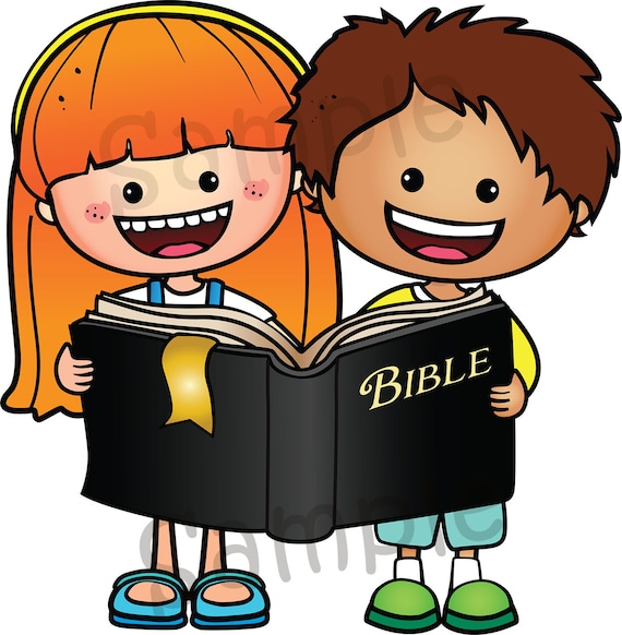 Child Reading Bible Clipart