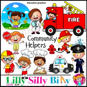 Community Helpers PLUS* - ZWART en WIT/ en full colour clipart. Educatief en klein zakelijk gebruik (gebruiksvoorwaarden zijn van toepassing).