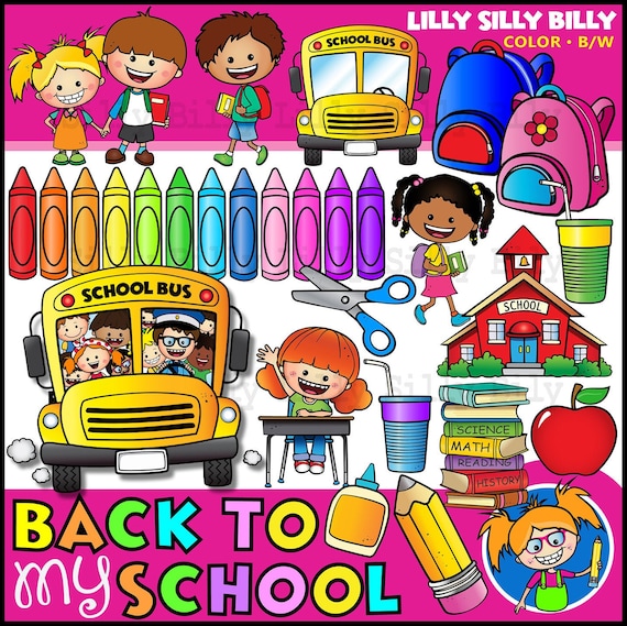 Backpack cartoon clipart- Back to school clipart- School supplies graphics  by Teach Simple