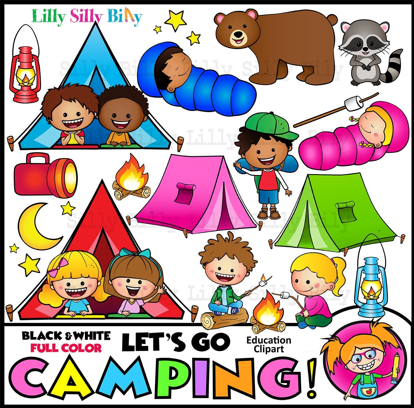 Clipart Let's Go Camping 2! Super Sweet clip art for small commercial ...