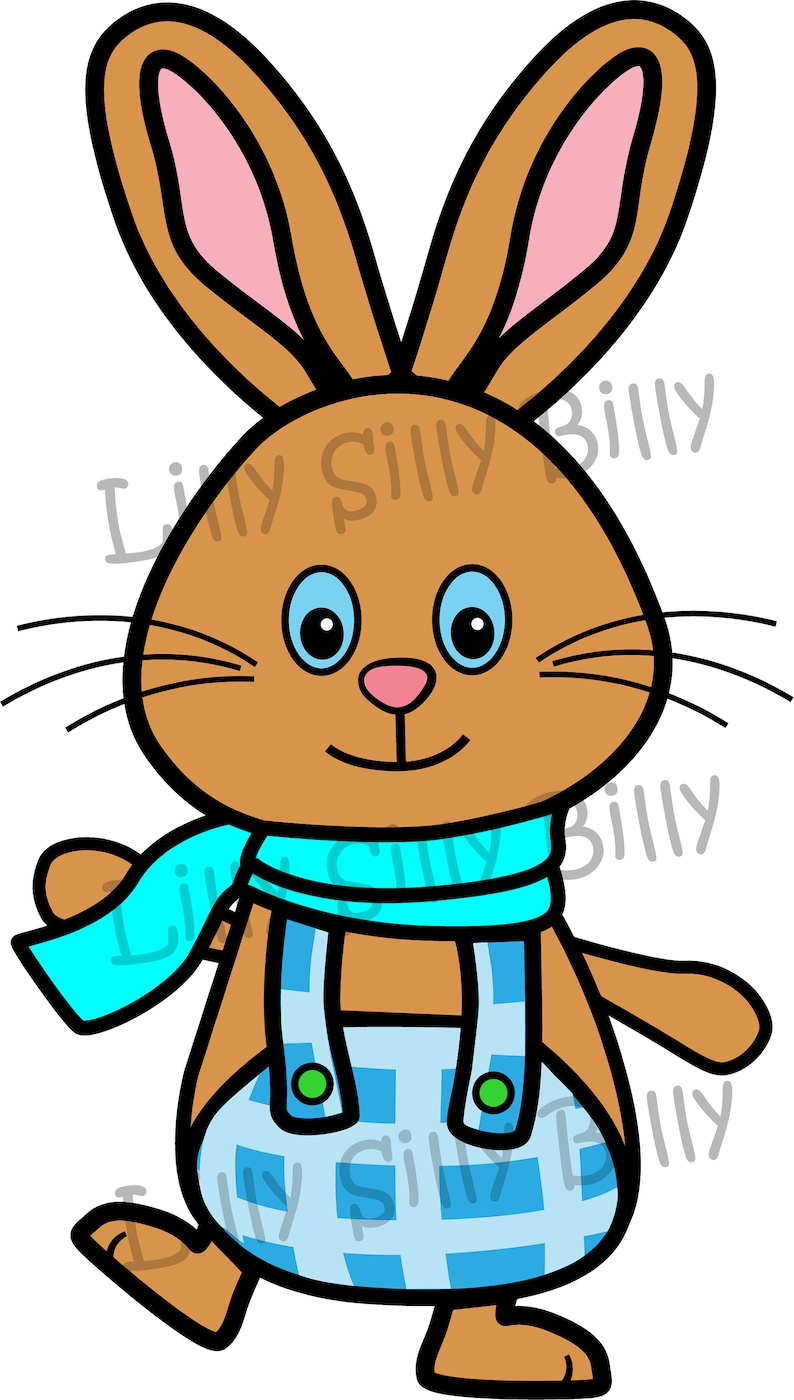Hoppy easter clipart in black white full color small etsy