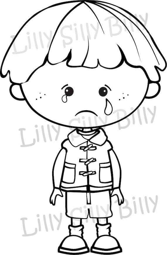 Sad Kid Clipart Black And White