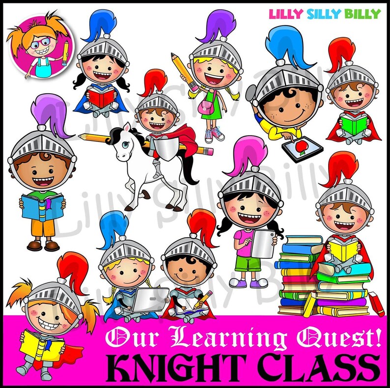 Knight Educational Knight Class. Eduaction Clipart, Black and White & COLOR, Small ...