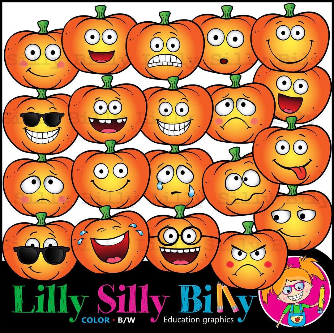 Pumpkin Heads Emoji Clipart Children's Educational