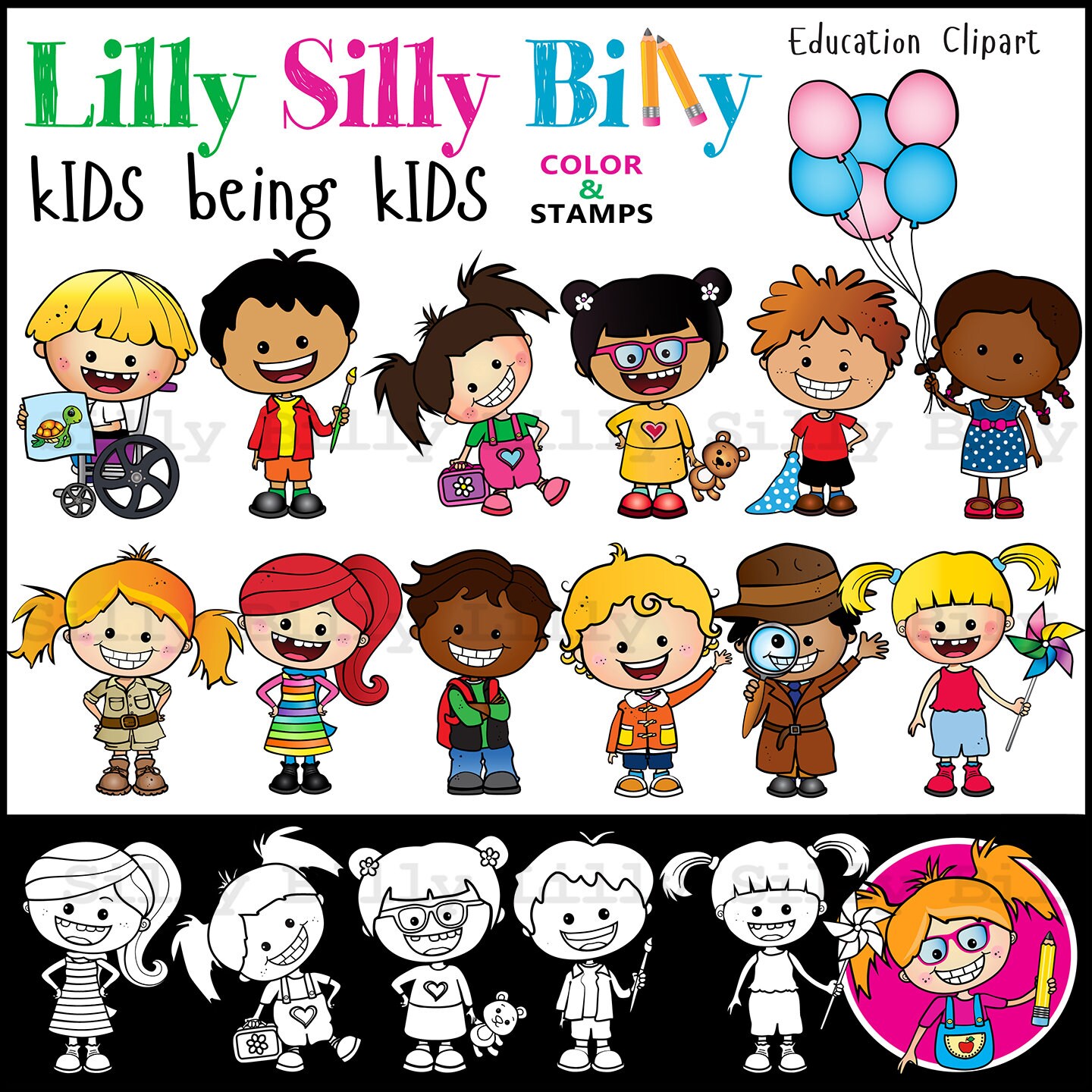 Happy Kids Being Kids BUNDLE Clipart For Small Commercial And Happy Kids Being Kids BUNDLE Clipart For Small Commercial And