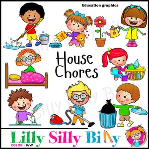 Lavori domestici - NERO e BIANCO/e clipart a colori. Uso didattico e per piccole imprese (si applicano termini di utilizzo).