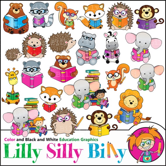 Download Reading Animals Clipart Bundle African And Woodland Animals Etsy