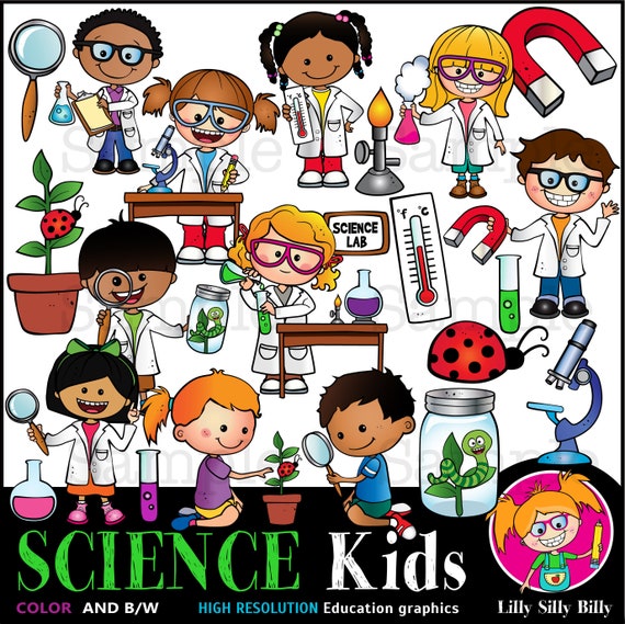 Science Kids Clipart of Kids Learning Science Cute Clipart Etsy Finland