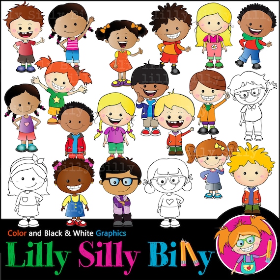 Wunderbare Kinder Megabundle Clipart Kinder Verschiedener Etsy