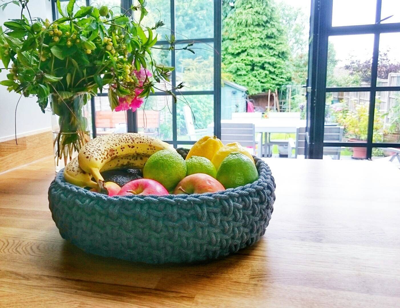 Cotton cord fruit basket crochet fruit tray Etsy