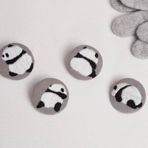 Digital PDF Embroidery and Sewing Pattern for Panda Brooches - A set of 4