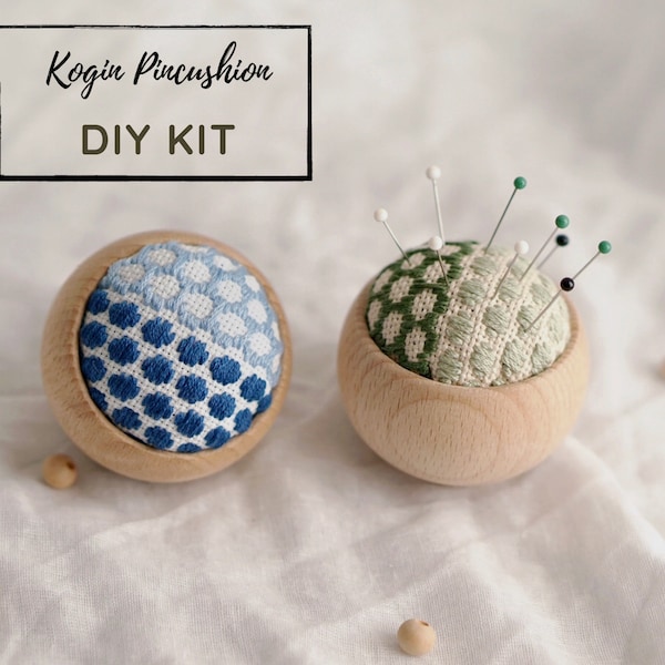 Kogin Sashiko Pincushion Japanese Embroidery DIY Kit with Pattern and Instructions