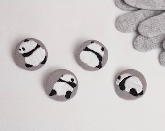 Modèle de broderie et de couture PDF numérique pour broches Panda - Un ensemble de 4