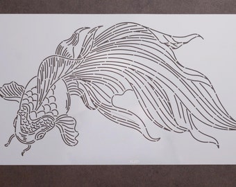 Sashiko-schabloner: Broderi-/quiltmallar med fisk och fågelfenix