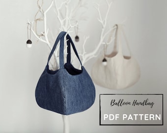 Digital PDF Sewing Patterns and tutorials for Balloon Bag Cute Round Puffy Handbag Instant download