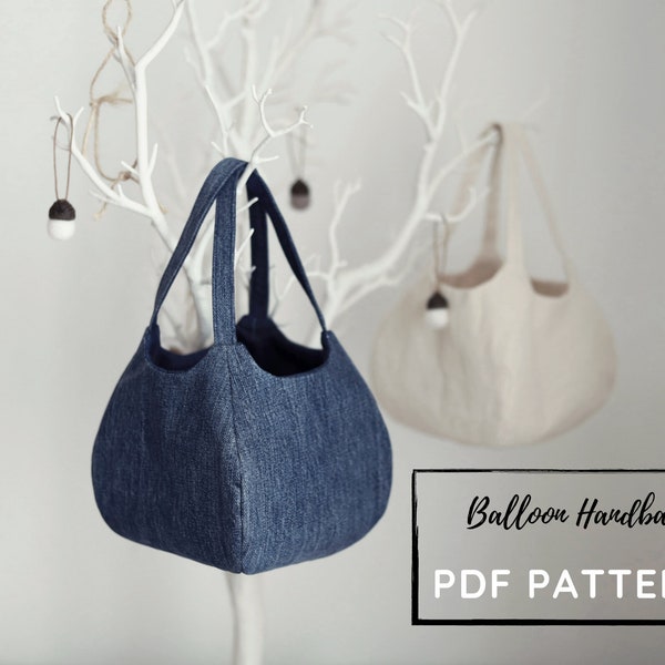 Digital PDF Sewing Patterns and tutorials for Balloon Bag Cute Round Puffy Handbag Instant download