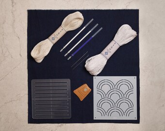 Kit De Bordado Sashiko Para Principiantes - Incluye Hilos, Telas, Plantillas Y Agujas, Estilo Japonés