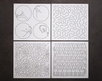 Sashiko-schabloner: Återanvändbara quilt- och broderimallar (M501~504, 22 x 22 cm)