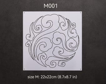 Sashiko-schablon: Mellanstor broderi-quiltningsmall (M001~004)