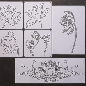 Sashiko-stencils met lotusbloem: quilt- en borduursjablonen
