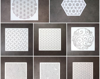 Sashiko Stencils | Embroidery Patterns or Quilting Stencils | Sashiko Templates - Collection MA (Medium Size)