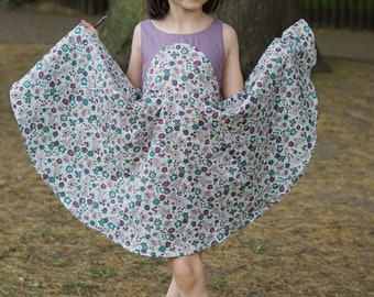 8 Pétales Jupe évasée romantique Robe d'été 2-6 ans | Patron de couture numérique PDF