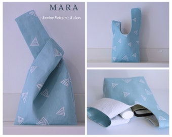 MARA Japanese knot bag Digital Sewing Pattern and tutorial DIY Craft bag with gusset wrist bag Gifts