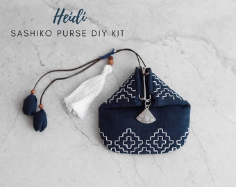 Sashiko Coin Purse DIY Kit with Tutorial | Craft Gift | Gift for Mums | Gift for her | Christmas Gift