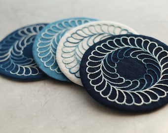 Starter DIY Kit or Stencil for Sashiko Inspired Coaster Set | Beginner Embroidery Kit