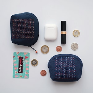 DIY Kit for Sashiko Half Moon Pouch Coin Purse Craft Gift Gift for Mums Gift for her Christmas Gift image 4