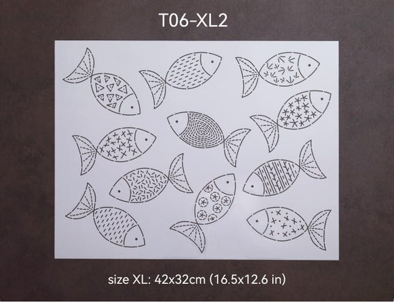 Sashiko Stencils: Fish & Phoenix Embroidery/quilting Templates - Etsy