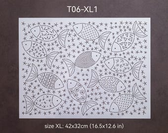 Sashiko Stencils: Fish & Phoenix Embroidery/quilting Templates - Etsy