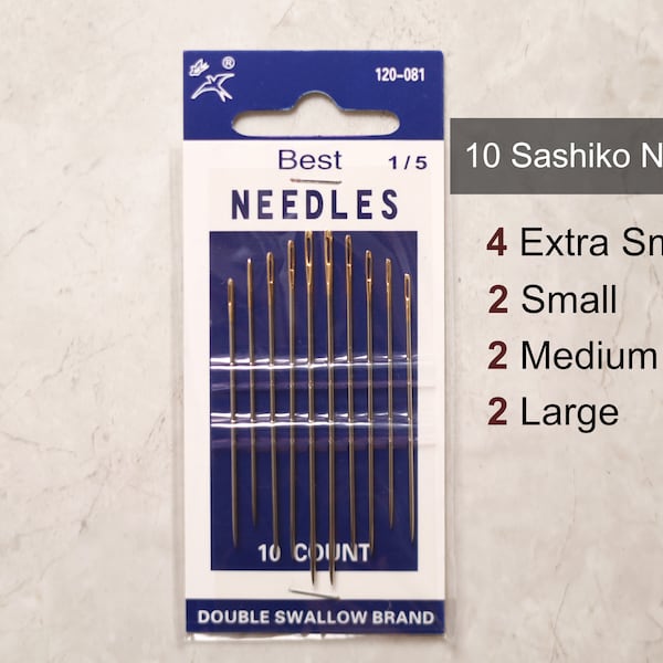 Sashiko Needles | A Set of 10 Embroidery needles in 4 sizes