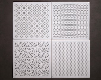 Sashiko-schabloner | Broderimönster eller quiltschabloner | Sashiko-mallar - Mellanstorlek (M037~041)