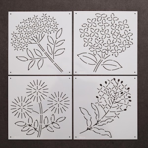 Floral Sashiko Stencils: Embroidery & Quilting Templates (IS001~004)