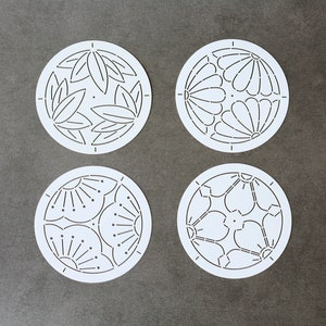 Sashiko Stencils | Embroidery Patterns or Quilting Stencils | Sashiko Templates - Collection C (small size, circle)