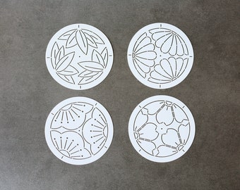 Sashiko Stencils | Embroidery Patterns or Quilting Stencils | Sashiko Templates - Collection C (small size, circle)