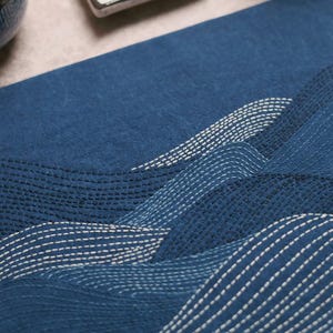 DIY Plant-Dyed Sashiko Placemat Kit: Deep Ocean Embroidery