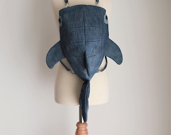 Borsa squalo balena Modello di cucito in carta per zaino o tracolla per adulti e bambini
