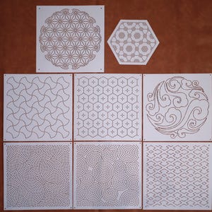 Pochoirs Sashiko : modèles de broderie et de courtepointe - Collection MA