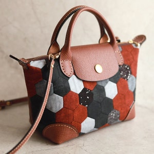 DIY Jouer Handbag Kit: Hexagon Patchwork, Crossbody Bag  Leather Parts