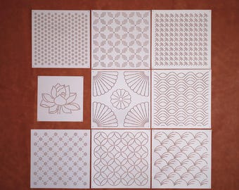 刺し子用ステンシル：中サイズの刺繍＆キルティング用テンプレート