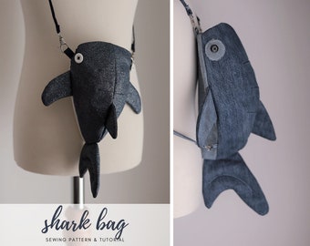 Whale shark bag Digital PDF sewing pattern for backpack or crossbody for adult and child