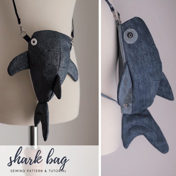 Whale shark bag Digital PDF sewing pattern for backpack or crossbody for adult and child