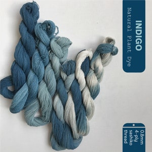 100m Indigo Natural Plant Dyed Sashiko Thread | Embroidery Floss - 4-ply Standard